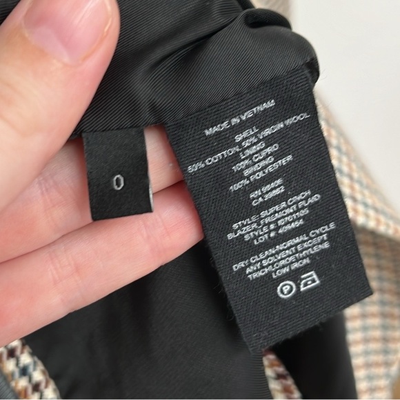 Theory Super Cinch Fremont Plaid Long-Line Blazer Cotton-Wool Tailored - Size 0 - Picture 14 of 16